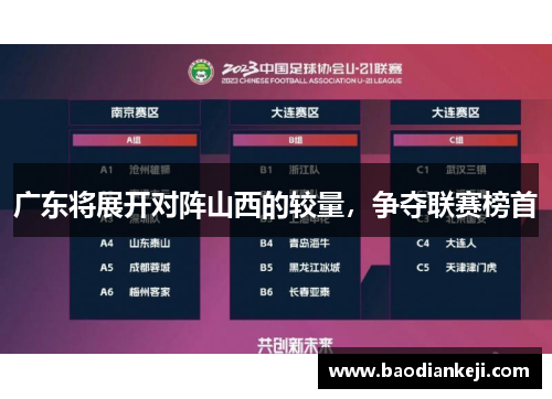 广东将展开对阵山西的较量，争夺联赛榜首
